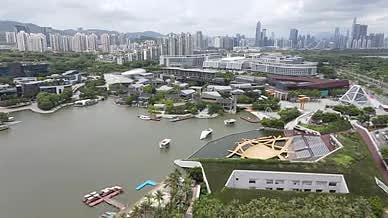 高清航拍香港大学深圳医院城市建筑视频的预览图